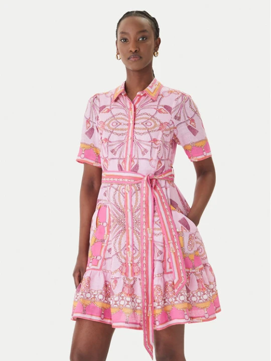 Zdjęcie produktu Hale Bob Sukienka letnia with linen Aula 61SG670A Różowy Regular Fit