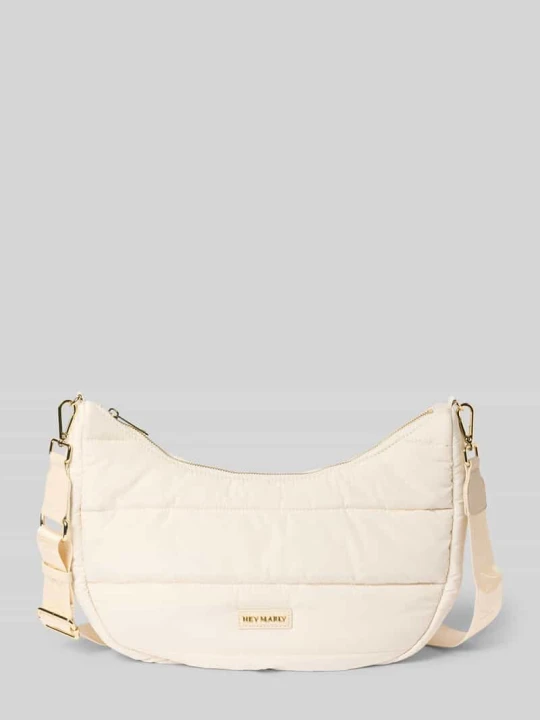 Zdjęcie produktu Halfmoon Bag z detal z logo model 'Lifetime Buddy M' Hey Marly Écru