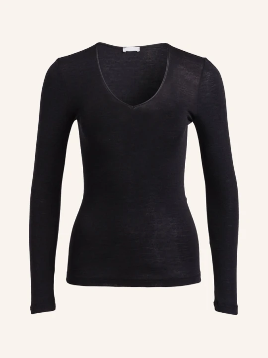 Zdjęcie produktu Hanro Koszulka Z Długim Rękawem Woolen Silk Z Wełny Merino Z Dodatkiem Jedwabiu schwarz CZARNY