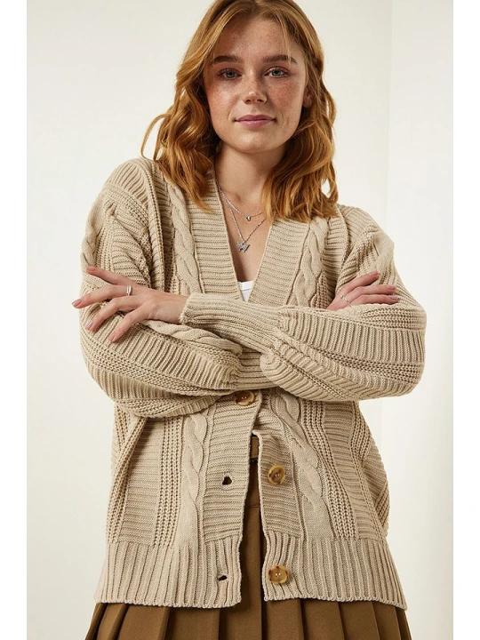 Zdjęcie produktu Happiness Istanbul Kardigan w kolorze beżowym rozmiar: onesize