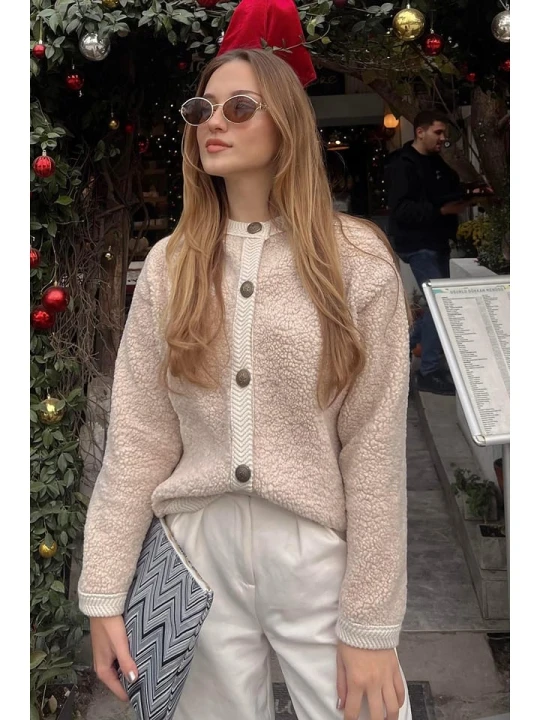 Zdjęcie produktu Happiness Istanbul Kardigan w kolorze beżowym rozmiar: S