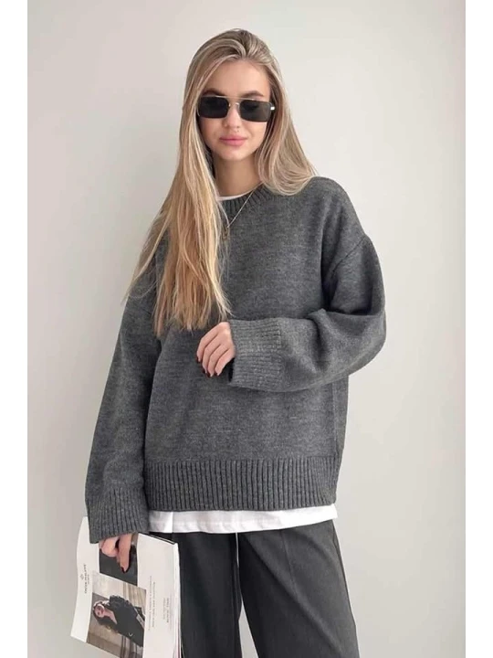Zdjęcie produktu Happiness Istanbul Sweter w kolorze antracytowym rozmiar: M