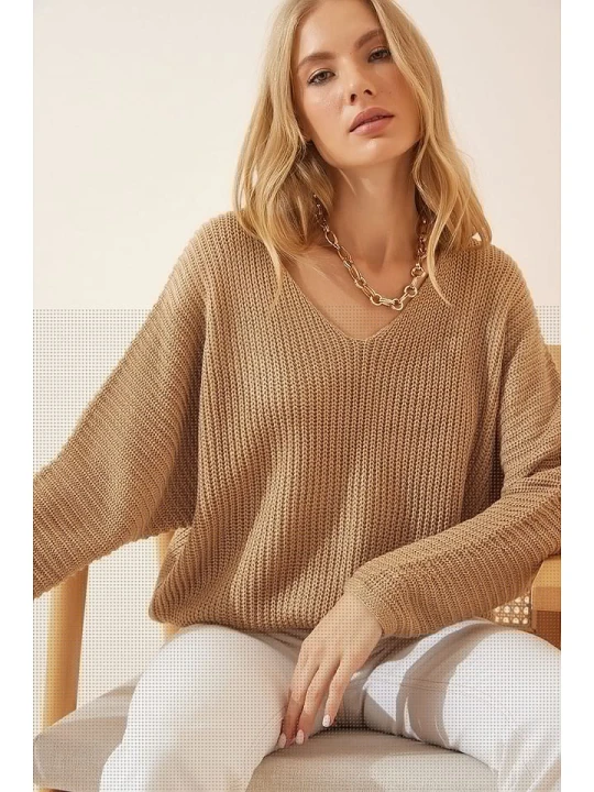Zdjęcie produktu Happiness Istanbul Sweter w kolorze beżowym rozmiar: onesize