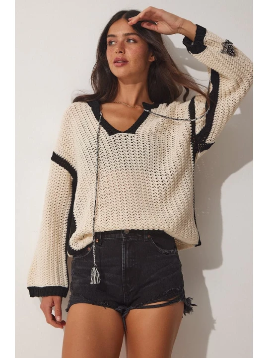 Zdjęcie produktu Happiness Istanbul Sweter w kolorze beżowym rozmiar: onesize