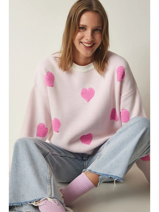 Zdjęcie produktu Happiness Istanbul Sweter w kolorze jasnoróżowym rozmiar: onesize