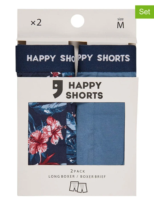 Zdjęcie produktu Happy Shorts Bokserki (2 pary) w kolorze granatowo-błękitnym rozmiar: L