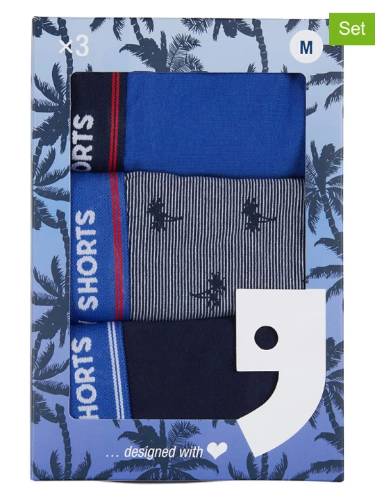 Zdjęcie produktu Happy Shorts Bokserki (3 pary) w kolorze granatowo-niebiesko-szarym rozmiar: L
