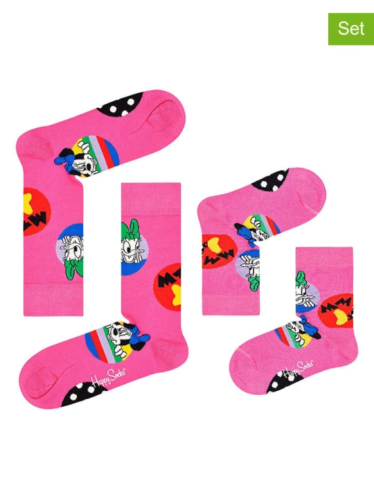 Zdjęcie produktu Happy Socks Skarpety (2 pary) "Daisy & Minnie dot" w kolorze różowym rozmiar: 22-24