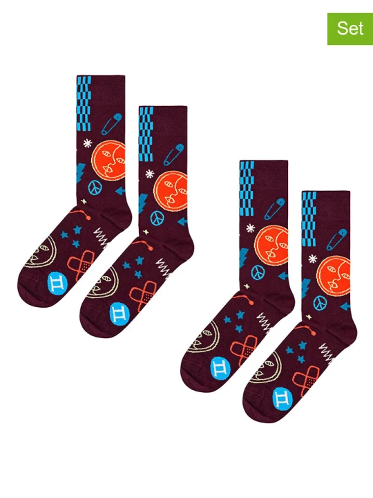 Zdjęcie produktu Happy Socks Skarpety (2 pary) w kolorze fioletowo-błękitnym rozmiar: 36-40