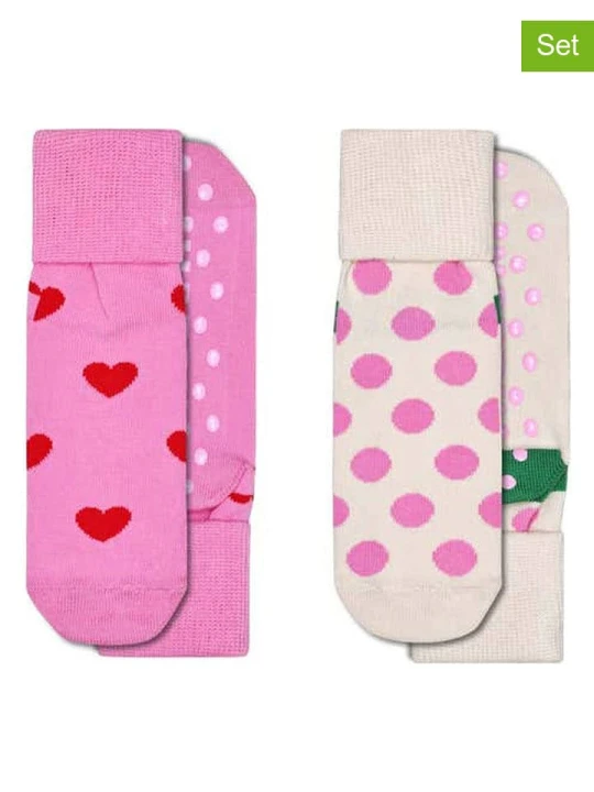 Zdjęcie produktu Happy Socks Skarpety (2 pary) w kolorze różowym i jasnoróżowym rozmiar: 24-26