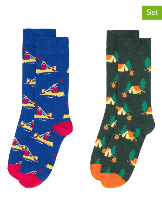 Zdjęcie produktu Happy Socks Skarpety (2 pary) w kolorze zielono-niebieskim rozmiar: 36-40