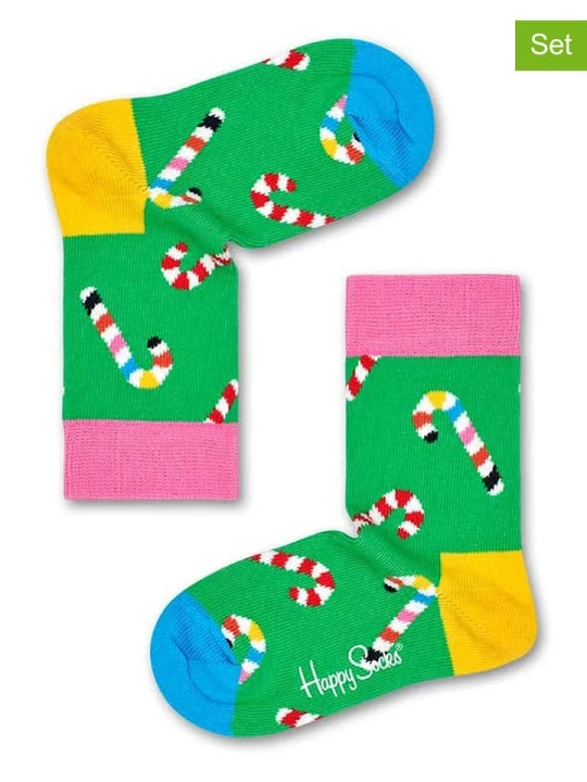 Zdjęcie produktu Happy Socks Skarpety (2 pary) w kolorze zielonym ze wzorem rozmiar: 24-26
