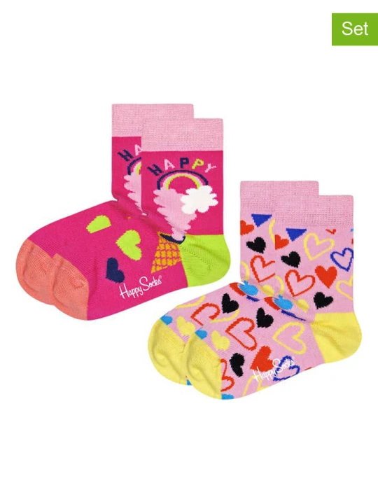 Zdjęcie produktu Happy Socks Skarpety (4 pary) "Happy Love" w kolorze różowo-jasnoróżowym rozmiar: 13-21