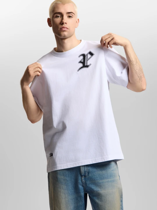 Zdjęcie produktu Gothic P t-shirt oversize męski bawełniany biały Klasyk