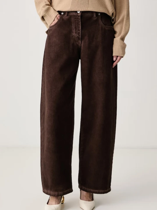 Zdjęcie produktu Haveone jeansy wide leg damskie brązowy