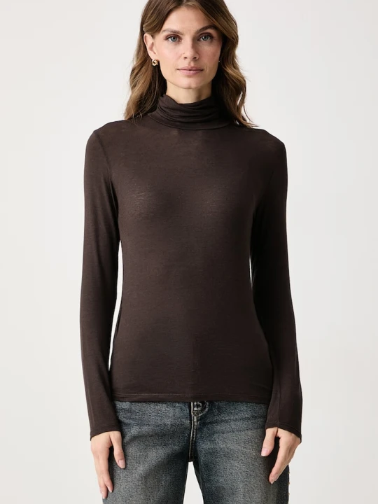 Zdjęcie produktu Haveone longsleeve damski z wiskozą brązowy