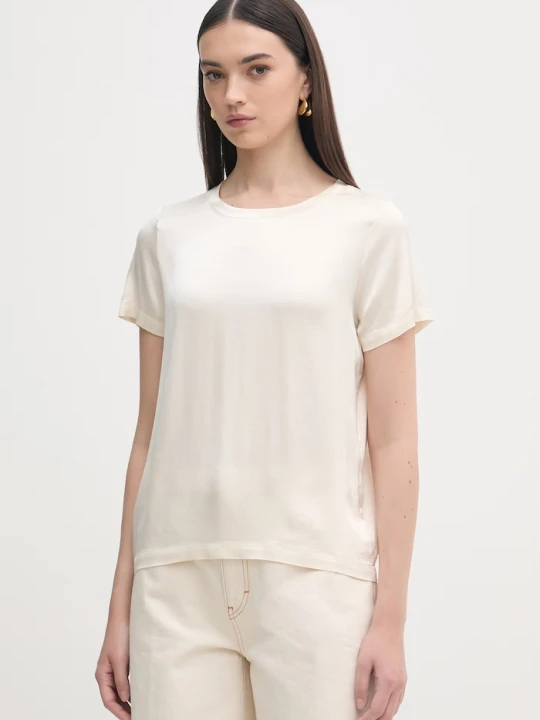 Zdjęcie produktu Haveone t-shirt basic damski z wiskozą beżowy