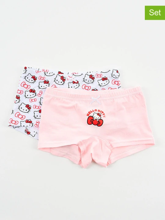 Zdjęcie produktu Hello Kitty Pełne majtki (2 pary) "Hello Kitty" w kolorze biało-jasnoróżowym rozmiar: 116-128
