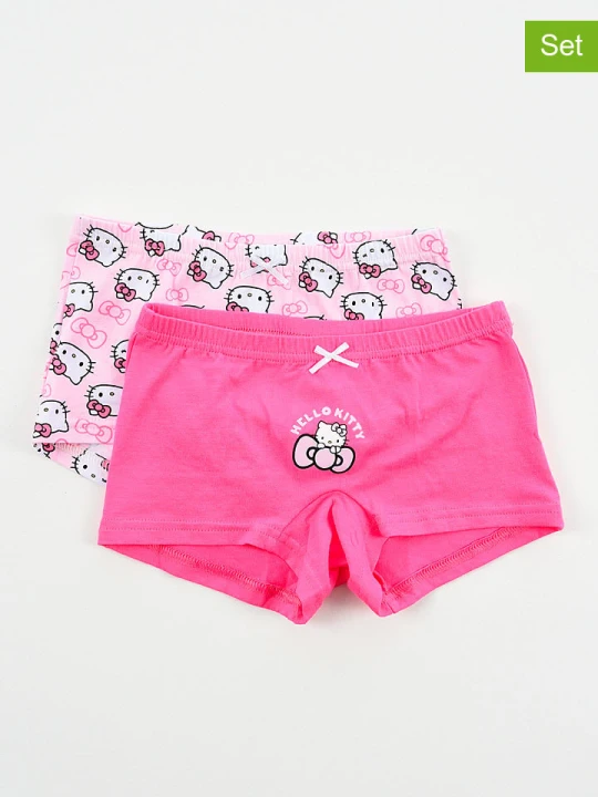 Zdjęcie produktu Hello Kitty Pełne majtki (2 pary) "Hello Kitty" w kolorze różowo-jasnoróżowym rozmiar: 116-128