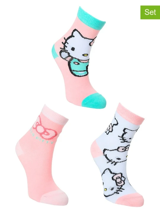 Zdjęcie produktu Hello Kitty Skarpety (3 pary) "Hello Kitty" ze wzorem rozmiar: 23-26