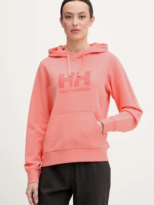 Zdjęcie produktu Helly Hansen bluza z kapturem damska bawełniana różowy