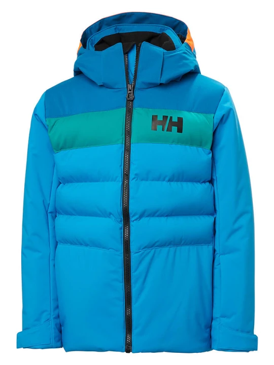 Zdjęcie produktu Helly Hansen Kurtka narciarska "Cyclone" w kolorze niebiesko-zielono-pomarańczowym rozmiar: 152