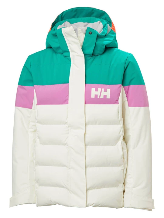 Zdjęcie produktu Helly Hansen Kurtka narciarska "Diamond" w kolorze turkusowo-fioletowo-kremowym rozmiar: 152