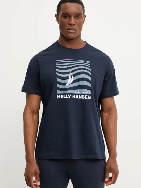 Zdjęcie produktu Helly Hansen t-shirt bawełniany SHORELINE granatowy