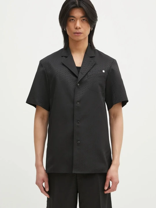 Zdjęcie produktu Helmut Lang koszula z domieszką wełny Modest Ss Sh.Tonal J czarny
