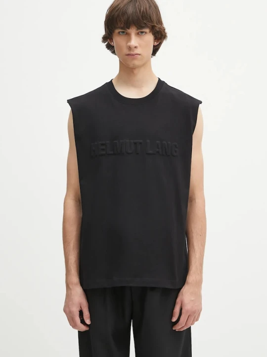 Zdjęcie produktu Helmut Lang t-shirt bawełniany EMBOSSED.TANK.ROUNDE czarny