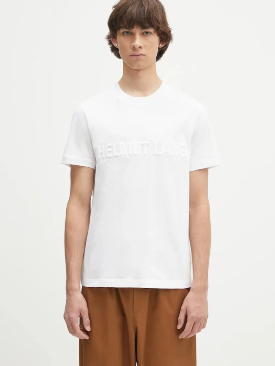 Zdjęcie produktu Helmut Lang t-shirt bawełniany EMBOSSED.TEE.ROUNDED biały