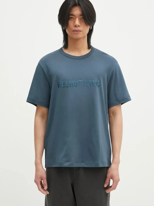 Zdjęcie produktu Helmut Lang t-shirt bawełniany Logo Ov Tee.Hvy Ever turkusowy
