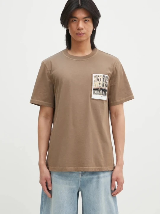 Zdjęcie produktu Helmut Lang t-shirt bawełniany Pstcard T Grnwch.Mal brązowy