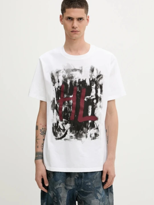 Zdjęcie produktu Helmut Lang t-shirt bawełniany SCRIBBLE.T3.MAL.LT. biały