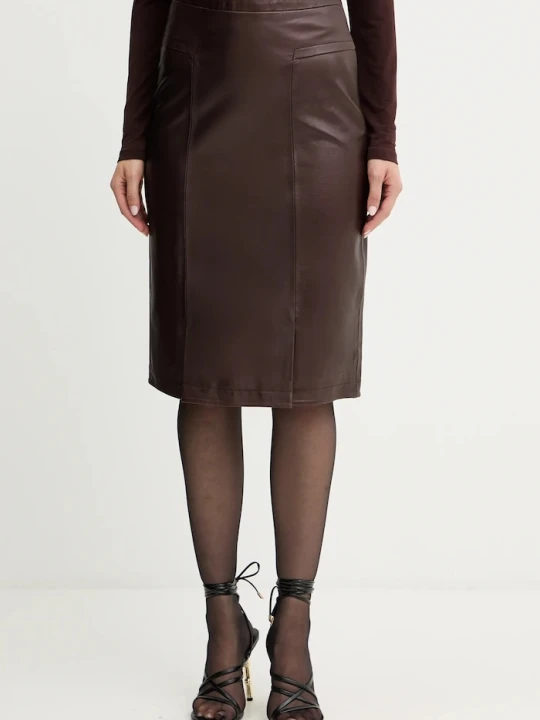 Zdjęcie produktu Herve Leger spódnica skórzana Estella Hervé Léger brązowy