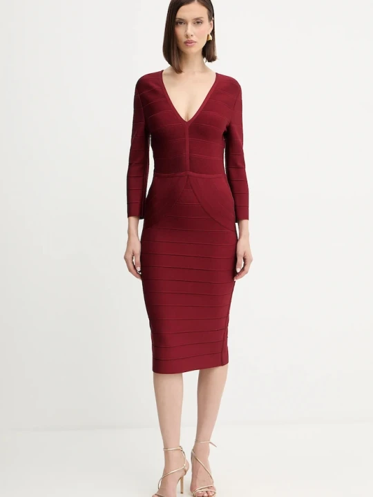 Zdjęcie produktu Herve Leger sukienka Athena Hervé Léger bordowy
