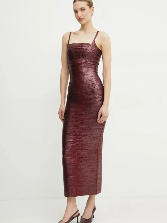 Zdjęcie produktu Herve Leger sukienka Gemma Hervé Léger bordowy