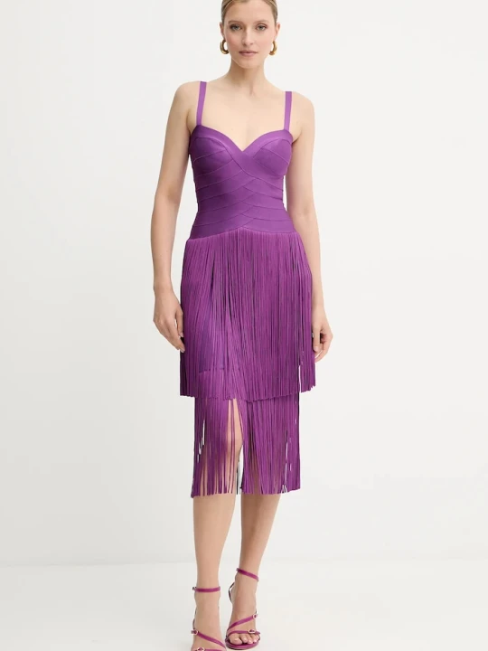 Zdjęcie produktu Herve Leger sukienka Georgia Hervé Léger fioletowy