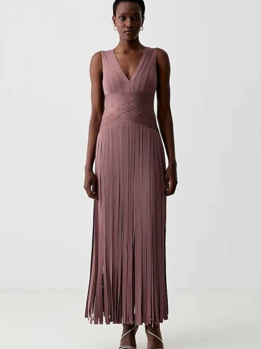 Zdjęcie produktu Herve Leger sukienka Harlow Hervé Léger brązowy