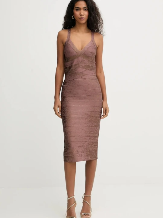 Zdjęcie produktu Herve Leger sukienka Indie Hervé Léger brązowy