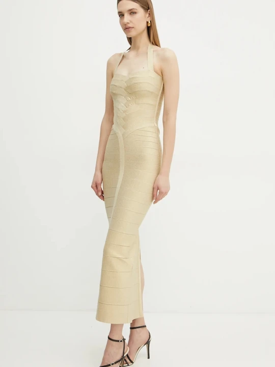 Zdjęcie produktu Herve Leger sukienka Iris Hervé Léger złoty