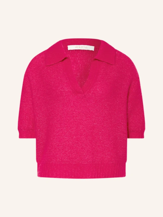 Zdjęcie produktu Herzens Dzianinowa Koszulka Polo Z Kaszmiru pink