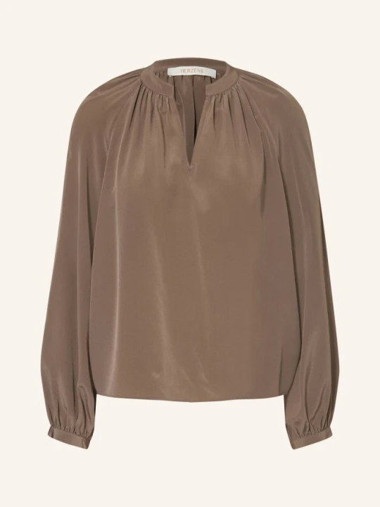 Zdjęcie produktu Herzens Jedwabna Bluzka beige BRĄZOWY