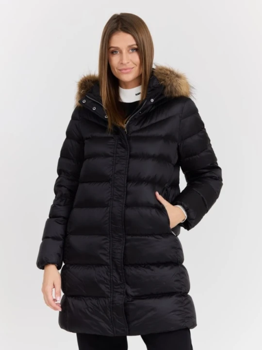 Zdjęcie produktu HETREGO Czarna damska kurtka puchowa Leonie Quilted Woman Jacket With Detached Hood, Rozmiar 42 EU - 46 IT Hetregó