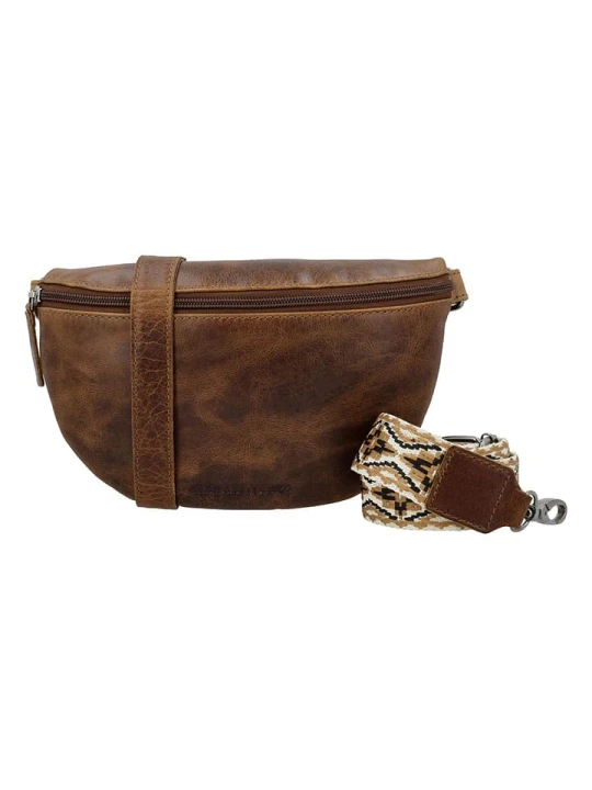 Zdjęcie produktu HIDE & STITCHES Skórzana saszetka w kolorze jasnobrązowym - 24 x 13 x 8 cm rozmiar: onesize