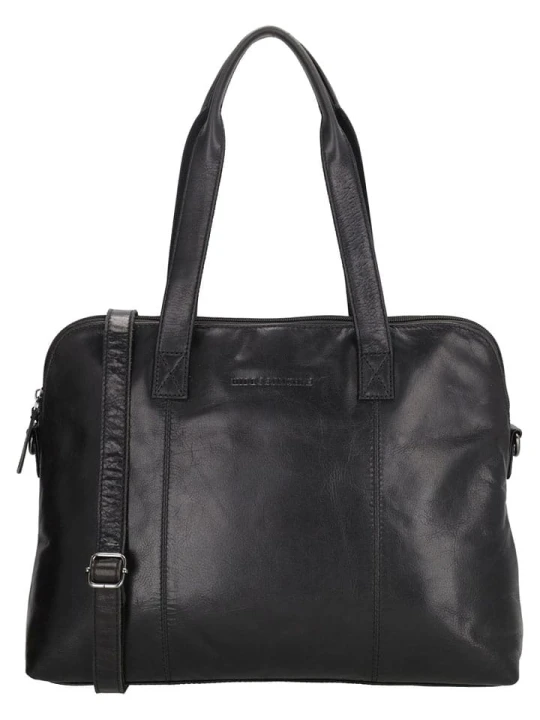 Zdjęcie produktu HIDE & STITCHES Skórzana torebka "Porto" w kolorze czarnym - 36 x 28 x 12 cm rozmiar: onesize