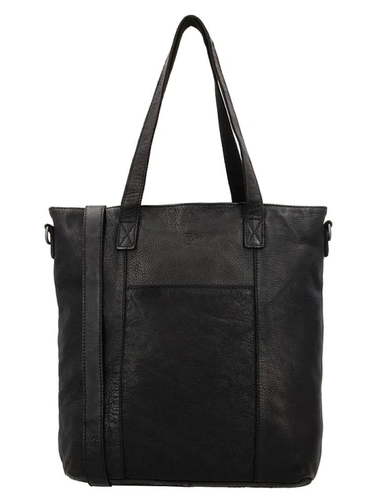 Zdjęcie produktu HIDE & STITCHES Skórzana torebka w kolorze czarnym - 37 x 39 x 9 cm rozmiar: onesize
