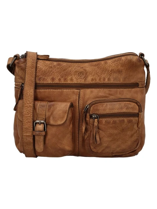Zdjęcie produktu HIDE & STITCHES Skórzana torebka w kolorze jasnobrązowym - 34 x 25 x 10 cm rozmiar: onesize
