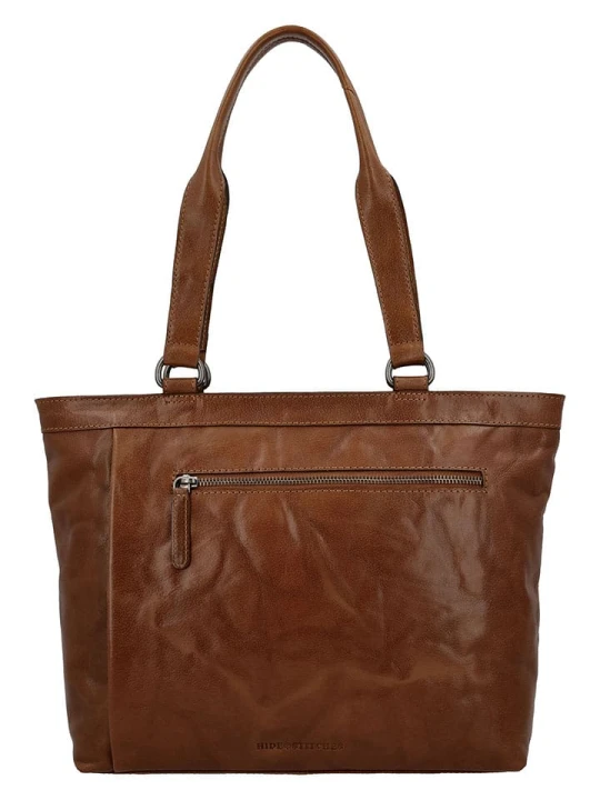 Zdjęcie produktu HIDE & STITCHES Skórzana torebka w kolorze jasnobrązowym - 37 x 29 x 8 cm rozmiar: onesize