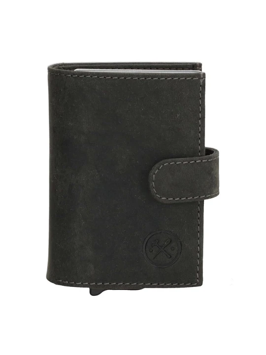 Zdjęcie produktu HIDE & STITCHES Skórzany portfel w kolorze czarnym - 8 x 10 x 2 cm rozmiar: onesize
